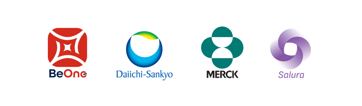 sponsor logos for BeOne, Daichi-Sankyo, Merck and Salura 